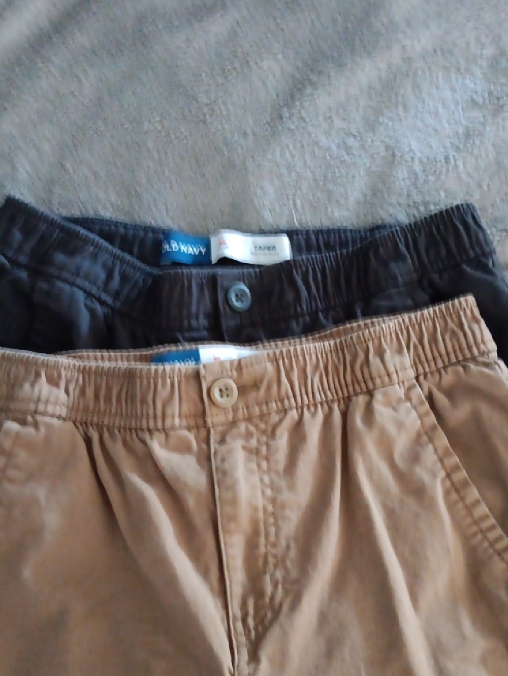 Old Navy Boys Khaki and Dark Brown Elastic Waist Pants - 2 Pack